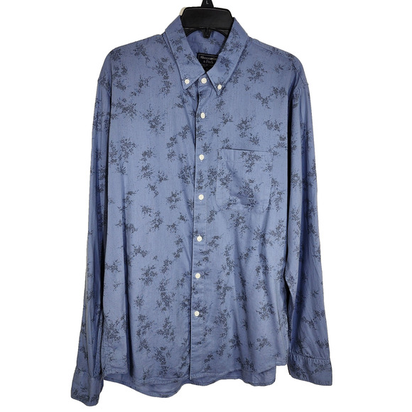 Abercrombie and Fitch Mens Shirt Floral Print Button Front Long Sleeve Blue XL - Picture 1 of 12